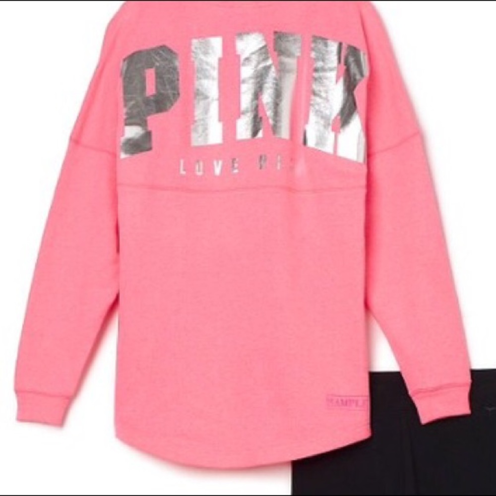 VICTORIA SECRET PINK FOIL Campus Crew Sweatshirt
